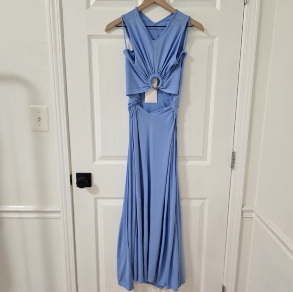 Bottega Veneta Ring Detail Jersey Maxi Gown Dress In Admiral New Size 38… - Picture 13 of 16